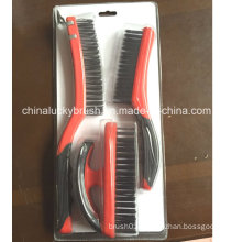 Double Colour Plastic Handle Steel Wire Set Brush (YY-513)